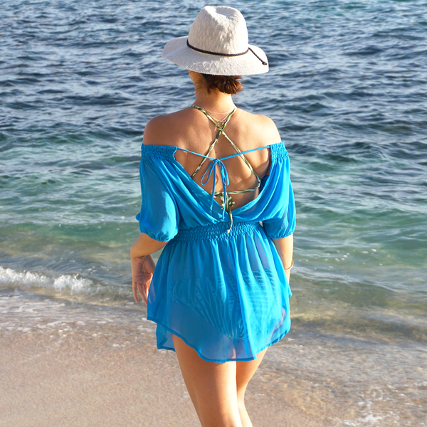 Isla Smocked Off-The-Shoulder Swimsuit Cover-up Tunic