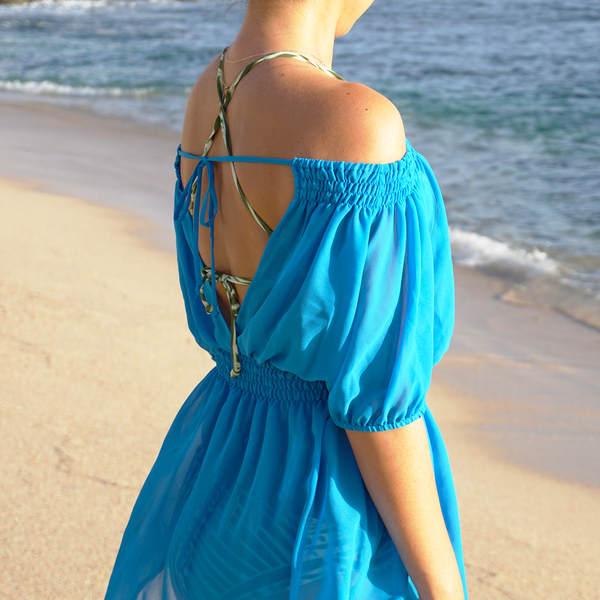 Isla Smocked Off-The-Shoulder Swimsuit Cover-up Tunic